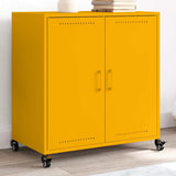 Vidaxl dressoir 68x39x72 cm staal mosterdgeel