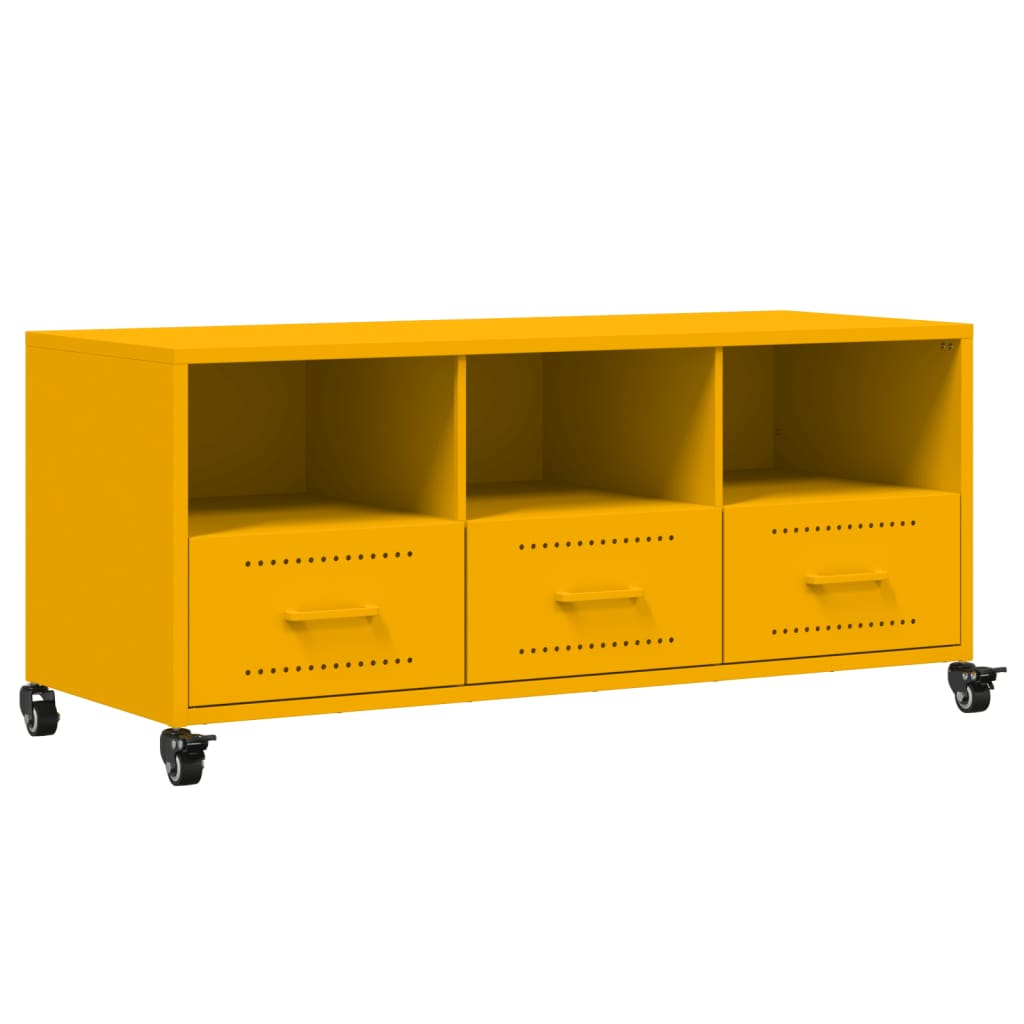 Vidaxl tv-meubel 100,5x39x43,5 cm staal mosterdgeel
