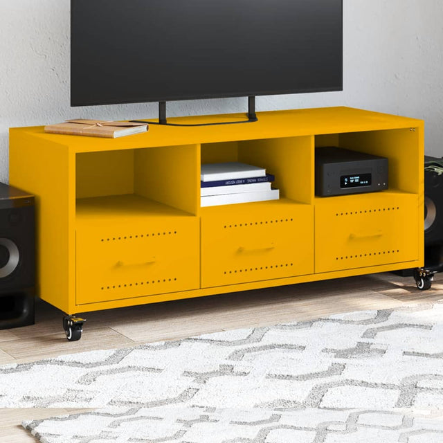 Vidaxl tv-meubel 100,5x39x43,5 cm staal mosterdgeel