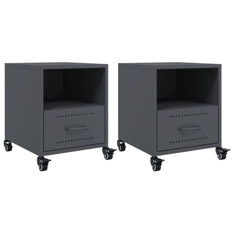 Vidaxl nachtkastjes 2 st 36x39x43,5 cm staal antracietkleurig