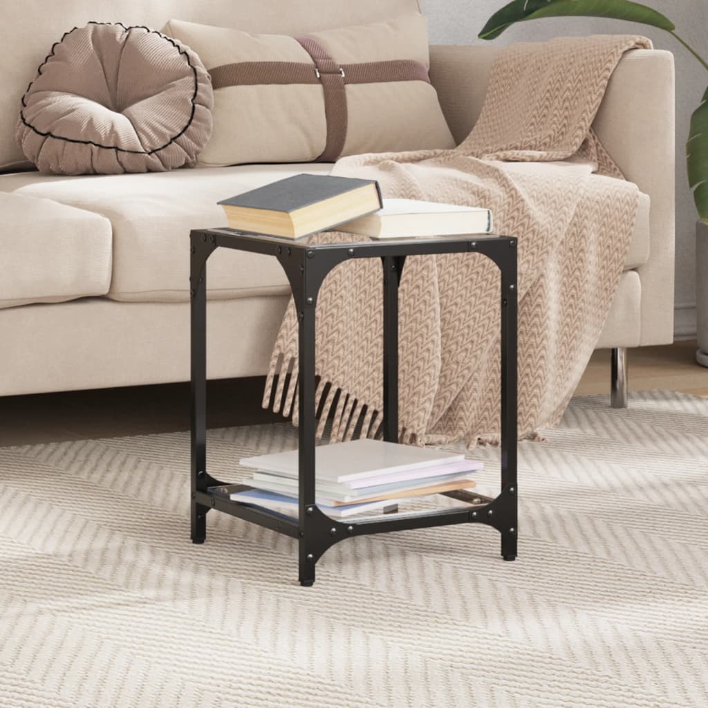 Vidaxl salontafel met transparant glazen blad 30x30x40 cm staal