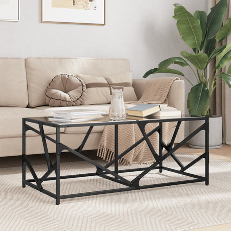 Vidaxl salontafel met zwart glazen blad 98,5x50x41 cm staal
