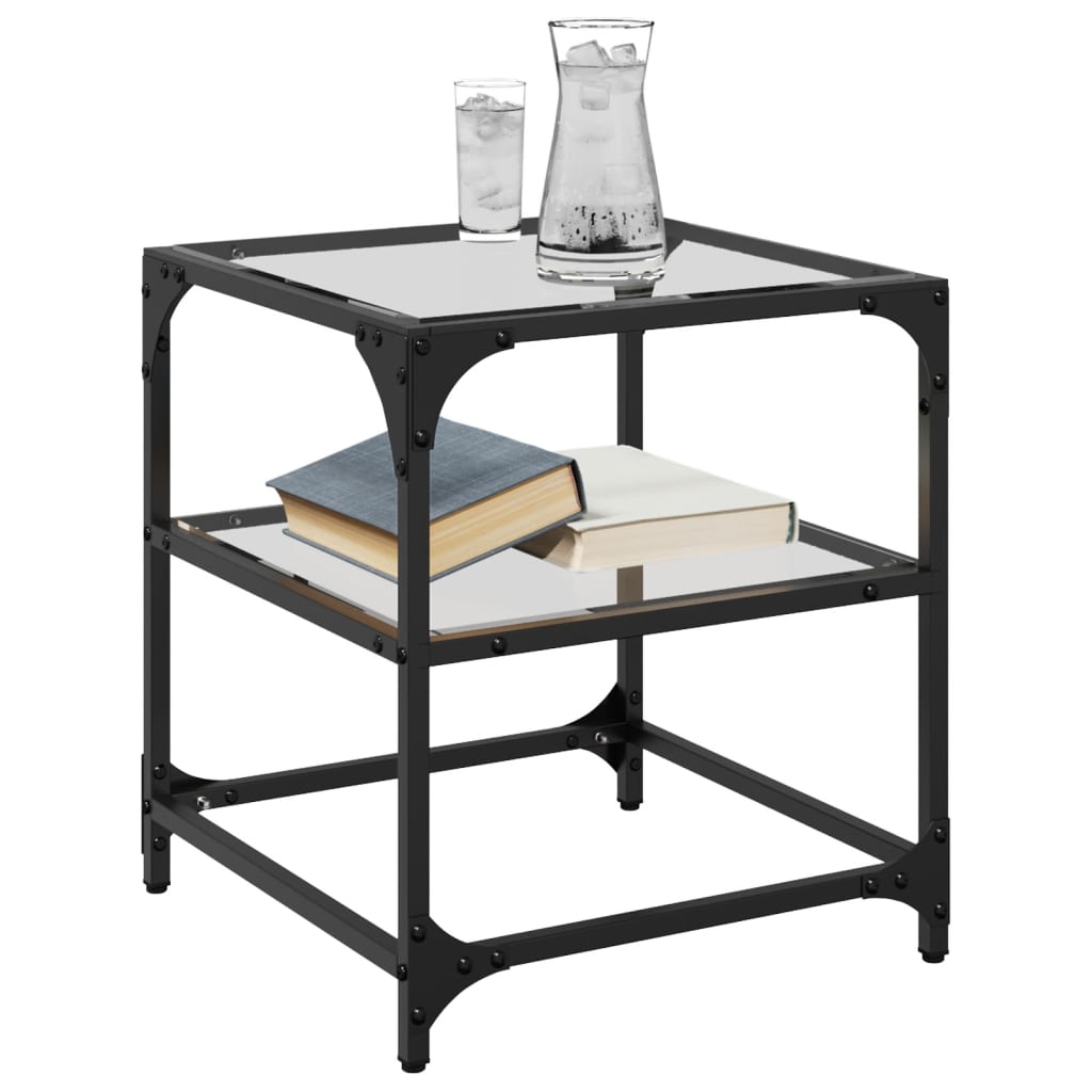 Vidaxl salontafel met transparant glazen blad 40x40x45 cm staal