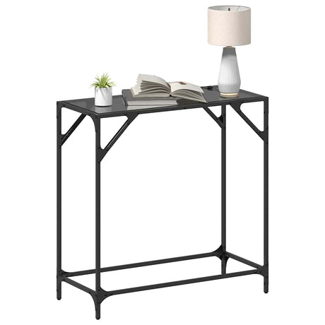 Vidaxl wandtafel met zwart glazen blad 80x35x81 cm staal