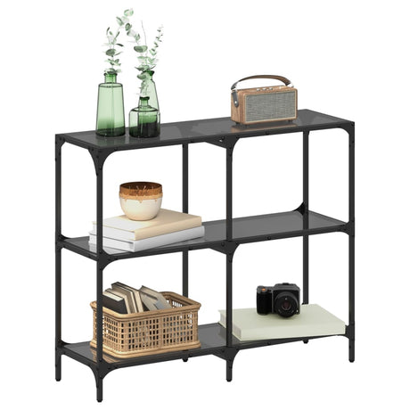 Vidaxl wandtafel met zwart glazen blad 98x30x81 cm staal