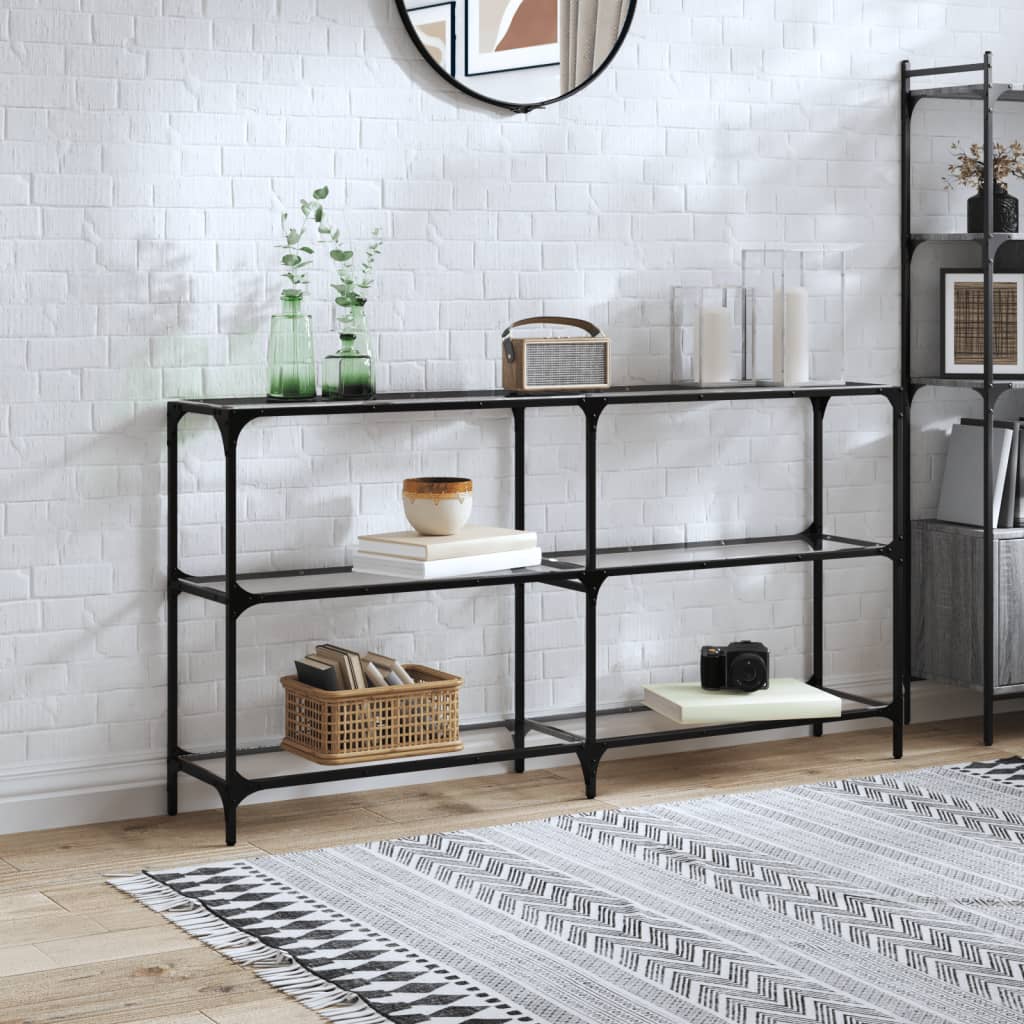 Vidaxl wandtafel met transparant glazen blad 158,5x30x81 cm staal