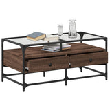 Vidaxl salontafel met glazen blad 98,5x50x45 cm sonoma eiken staal