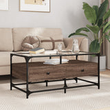 Vidaxl salontafel met glazen blad 98,5x50x45 cm sonoma eiken staal