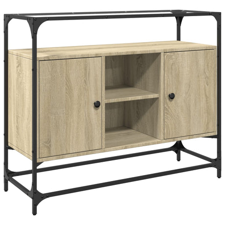 Vidaxl dressoir met glazen blad 98x35x81 cm hout sonoma eikenkleurig