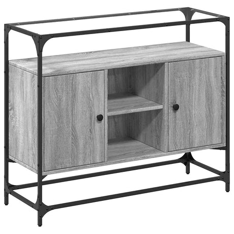 Vidaxl dressoir met glazen blad 98x35x81 cm bewerkt hout grijs sonoma