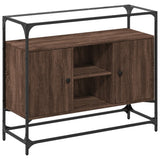 Vidaxl dressoir met glazen blad 98x35x81 cm hout bruin eikenkleurig