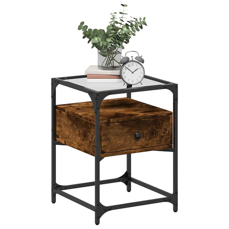 Vidaxl nachtkastjes 2 st 40x40x55 cm bewerkt hout gerookt eikenkleurig