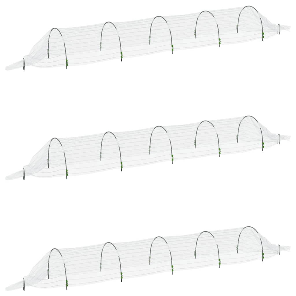 Vidaxl Grow Tunnels 3 St 1.5x5 m Fiberoptisk og polypropen