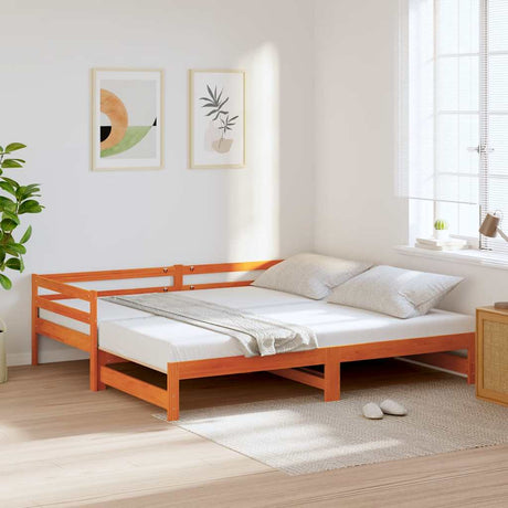 Vidaxl slaapbank met onderschuifbed 90x200 cm massief grenenhout