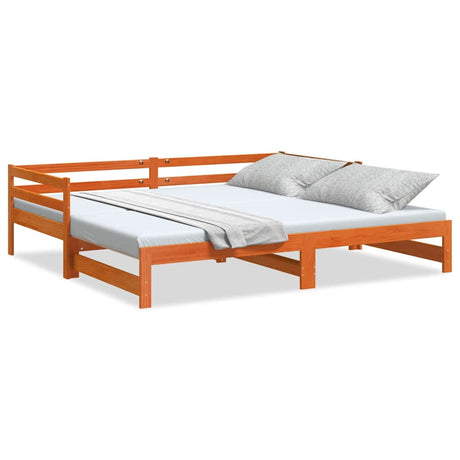 Vidaxl slaapbank onderschuifbed zonder matras 90x190 cm hout wasbruin
