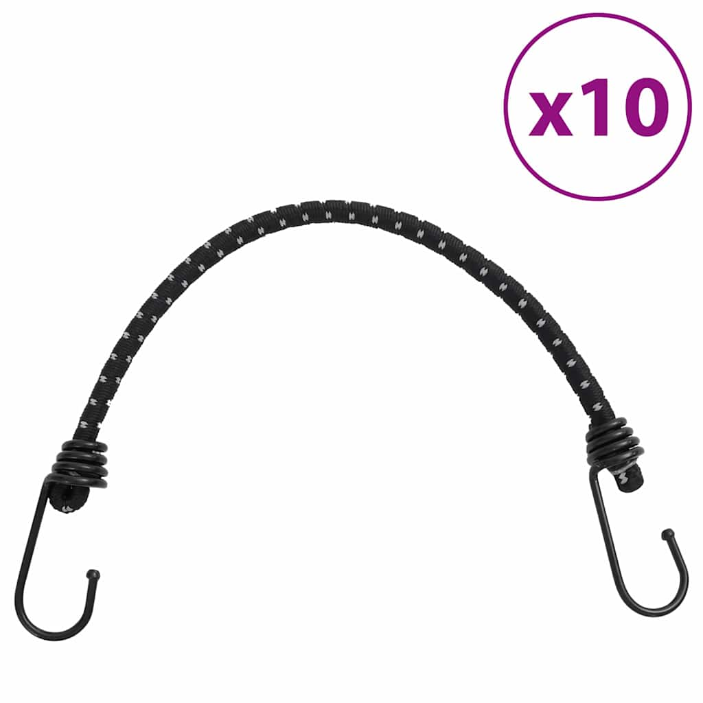 Vidaxl Spanelastics med reflekterende strimler og kroker 10 stykker 46 cm