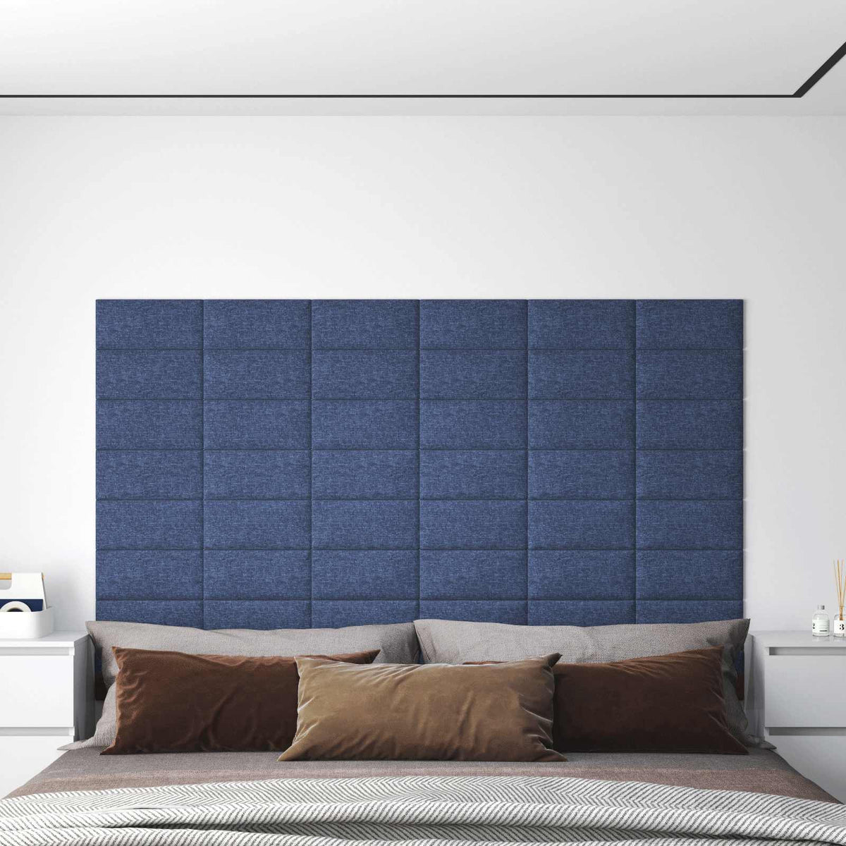 Vidaxl wandhoofdbord 12 st 30 x 15 cm blauw stof
