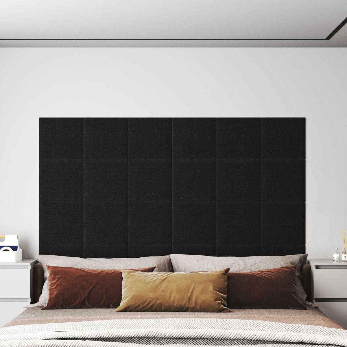 Vidaxl wandhoofdbord 12 st 30 x 30 cm zwart stof