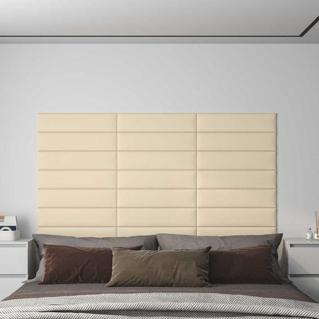 Vidaxl wandhoofdbord 12 st 60 x 15 cm crème stof
