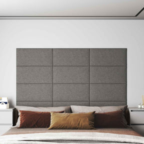 Vidaxl wandhoofdbord 12 st 60 x 30 cm lichtgrijs stof
