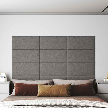 Vidaxl wandhoofdbord 12 st 60 x 30 cm lichtgrijs stof