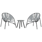 Vidaxl set tuinstoelen 3-delig poly rattan zwart en lichtgrijs