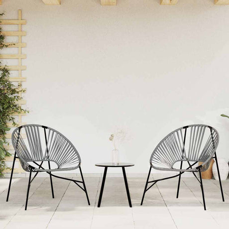 Vidaxl set tuinstoelen 3-delig poly rattan zwart en lichtgrijs