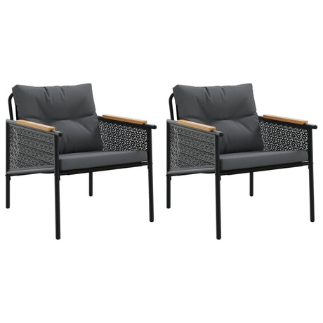 Vidaxl tuinstoelen 2 st met kussens staal zwart