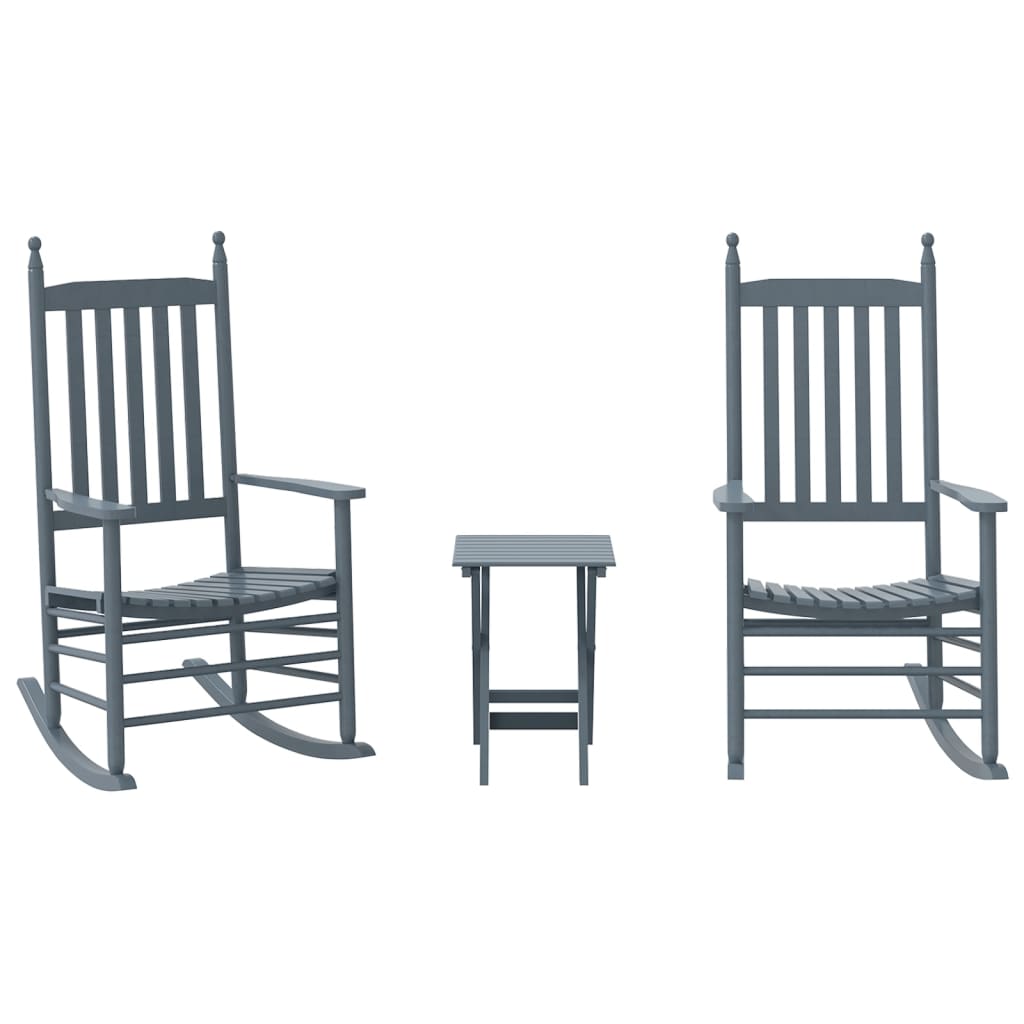 Vidaxl schommelstoelen 2 st met inklapbare tafel populierenhout grijs