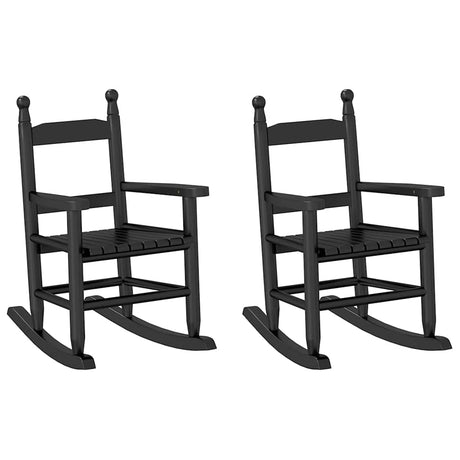 Vidaxl schommelstoelen 2 st voor kinderen massief populierenhout zwart