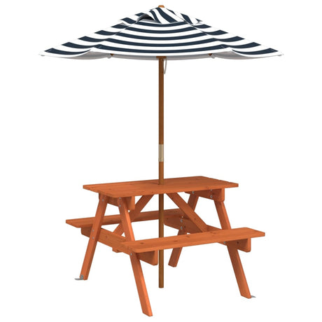 Vidaxl picknicktafel voor 4 kinderen met parasol massief vurenhout