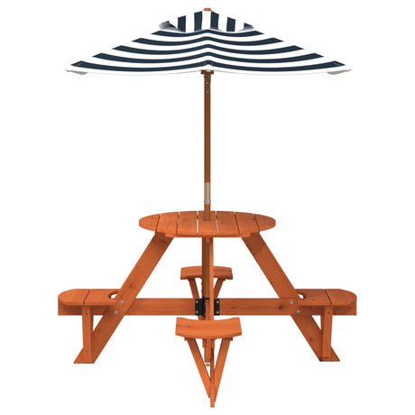 Vidaxl picknicktafel voor 4 kinderen met parasol rond vurenhout