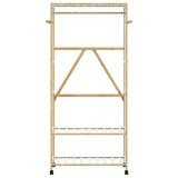 Vidaxl kledingrek met schappen en wielen 90x40x179,5 cm bamboe