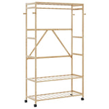 Vidaxl kledingrek met schappen en wielen 110x40x180 cm bamboe