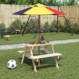 Vidaxl picknicktafel voor 4 kinderen met parasolgat massief vurenhout