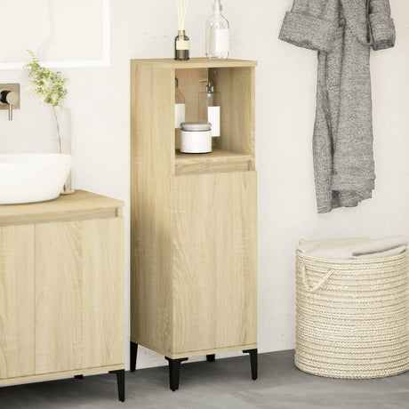 Vidaxl badkamerkast 30x30x100 cm bewerkt hout sonoma eikenkleurig