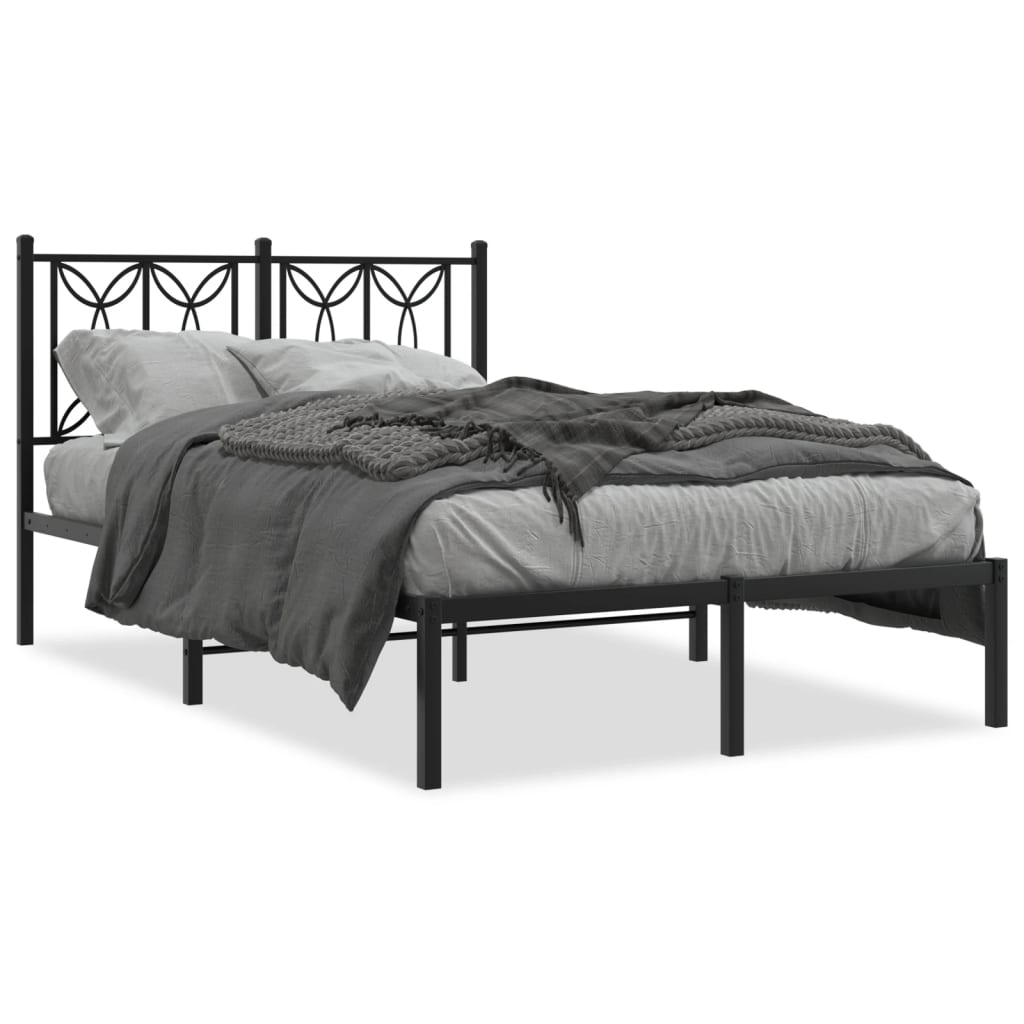 Vidaxl bedframe met hoofdbord metaal zwart 120x190 cm