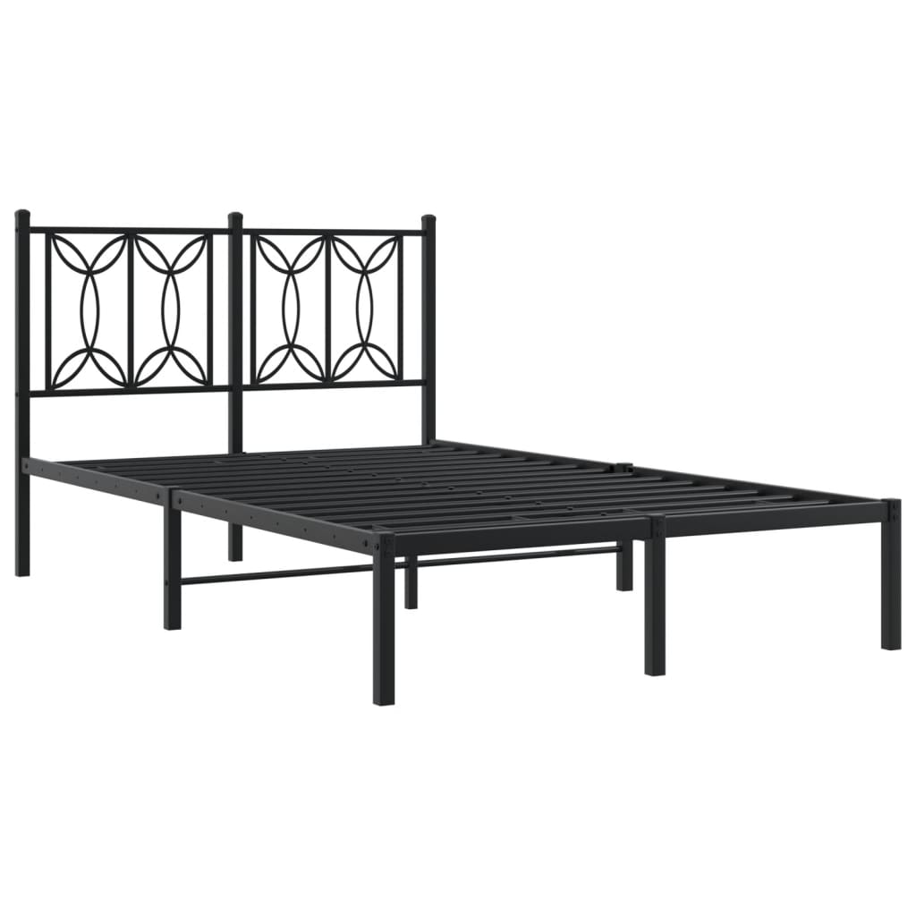 Vidaxl bedframe met hoofdbord metaal zwart 120x190 cm