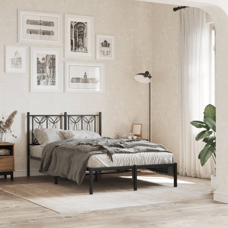 Vidaxl bedframe met hoofdbord metaal zwart 120x190 cm