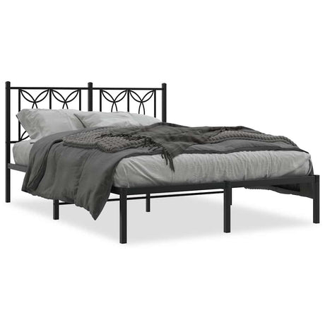 Vidaxl bedframe met hoofdbord metaal zwart 140x190 cm