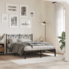 Vidaxl bedframe met hoofdbord metaal zwart 140x190 cm