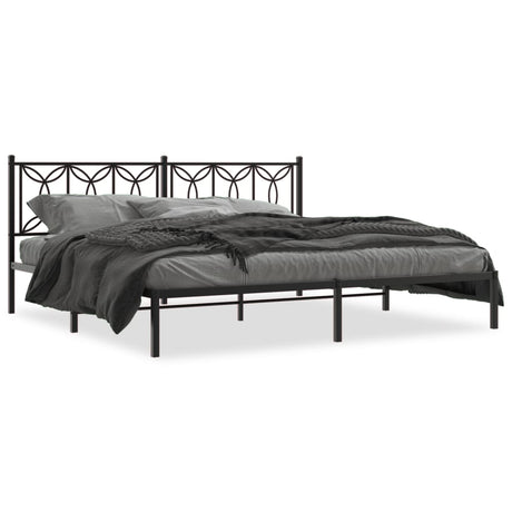 Vidaxl bedframe met hoofdbord metaal zwart 193x203 cm