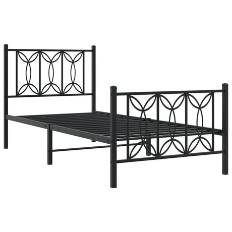 Vidaxl bedframe met hoofd- en voeteneinde metaal zwart 80x200 cm
