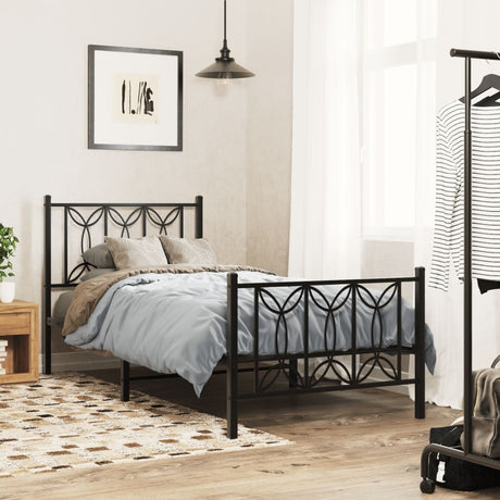 Vidaxl bedframe met hoofd- en voeteneinde metaal zwart 80x200 cm