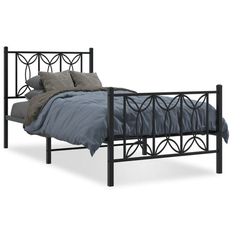 Vidaxl bedframe met hoofd- en voeteneinde metaal zwart 90x200 cm