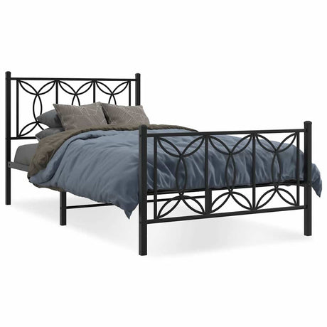 Vidaxl bedframe met hoofd- en voeteneinde metaal zwart 100x200 cm