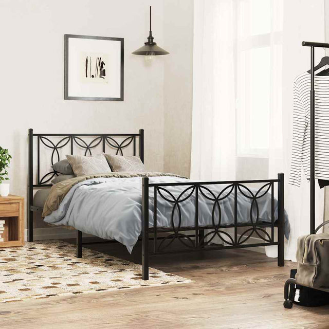 Vidaxl bedframe met hoofd- en voeteneinde metaal zwart 100x200 cm