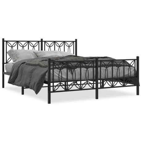 Vidaxl bedframe met hoofd- en voeteneinde metaal zwart 150x200 cm