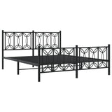 Vidaxl bedframe met hoofd- en voeteneinde metaal zwart 150x200 cm