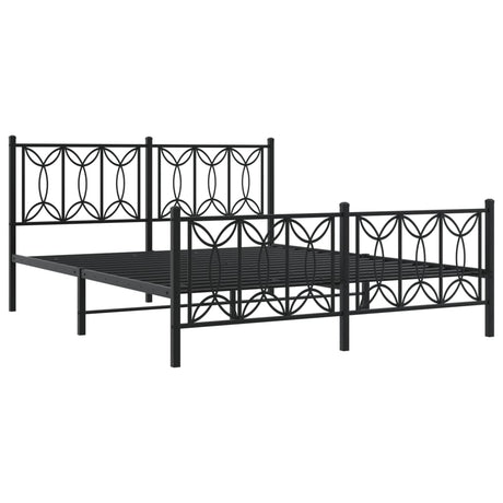 Vidaxl bedframe met hoofd- en voeteneinde metaal zwart 150x200 cm